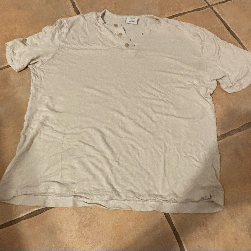 Mango Men's Beige Henley Tee